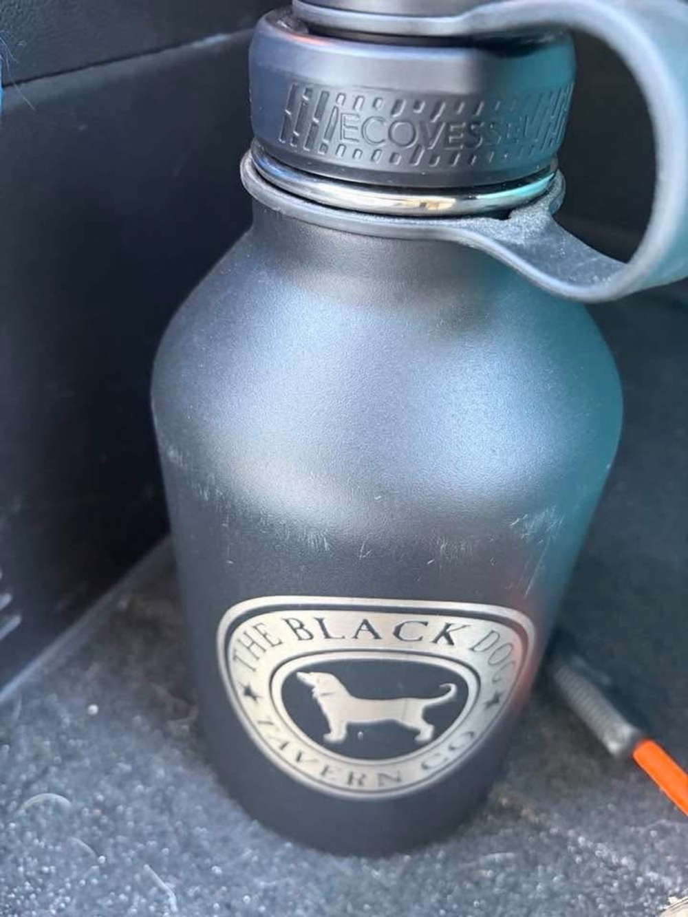 The Black Dog Matte Black Insulated Water Bottle with Logo